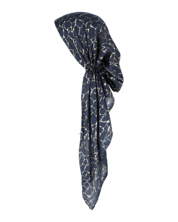 Lizi Headwear Navy/Gold Marble Foil Pre-Tied Bandanna myselflingerie.com